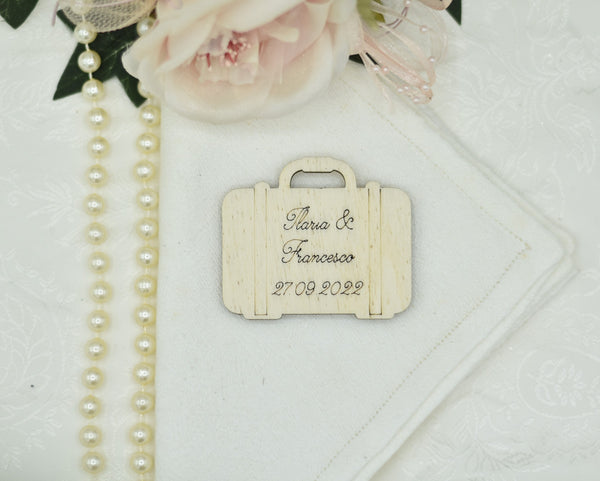 Segnaposto valigia legno tema viaggio Idea's Cottage