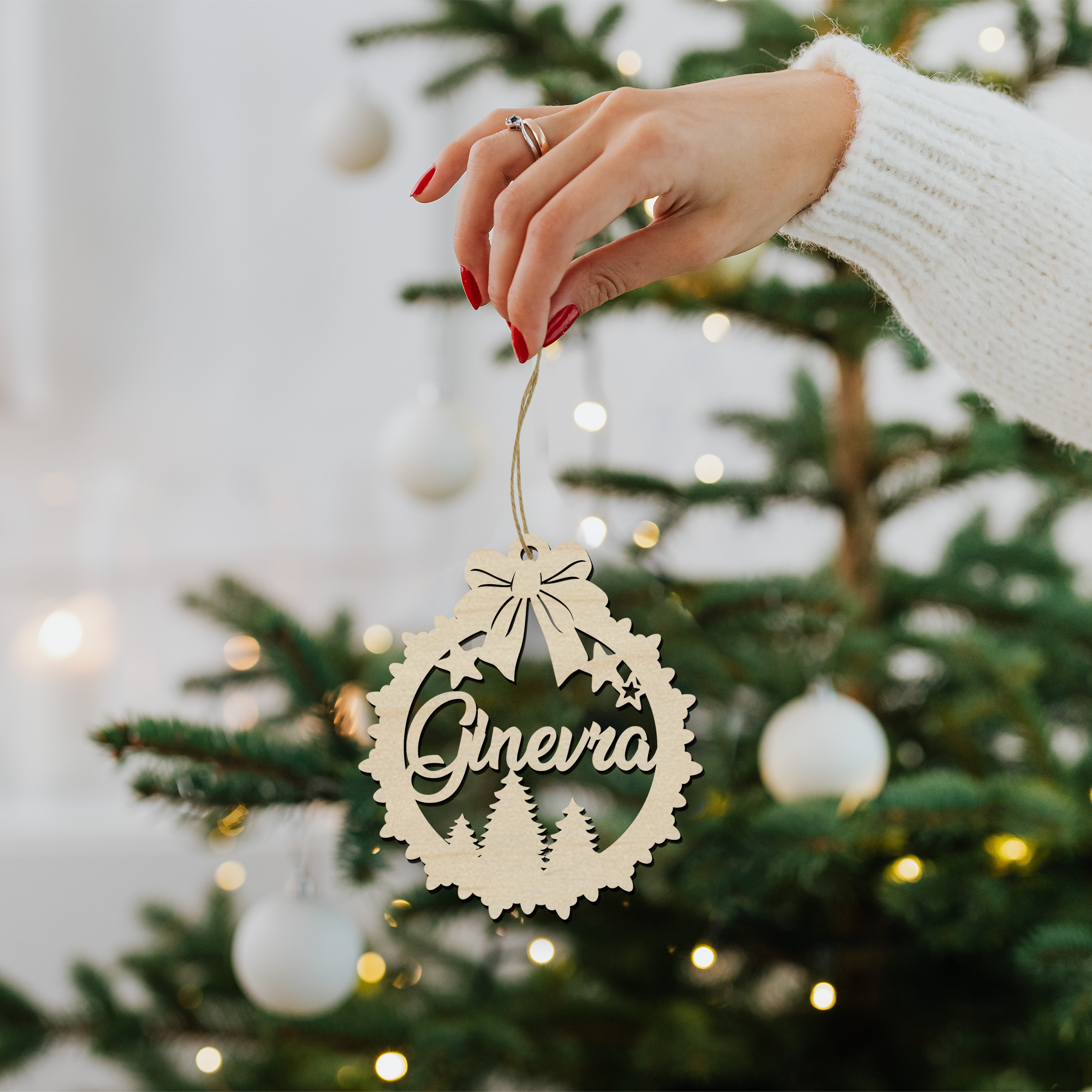 Decorazione di Natale personalizzabile con un nome ideale in legno per le decorazioni Natalizie Idea's Cottage