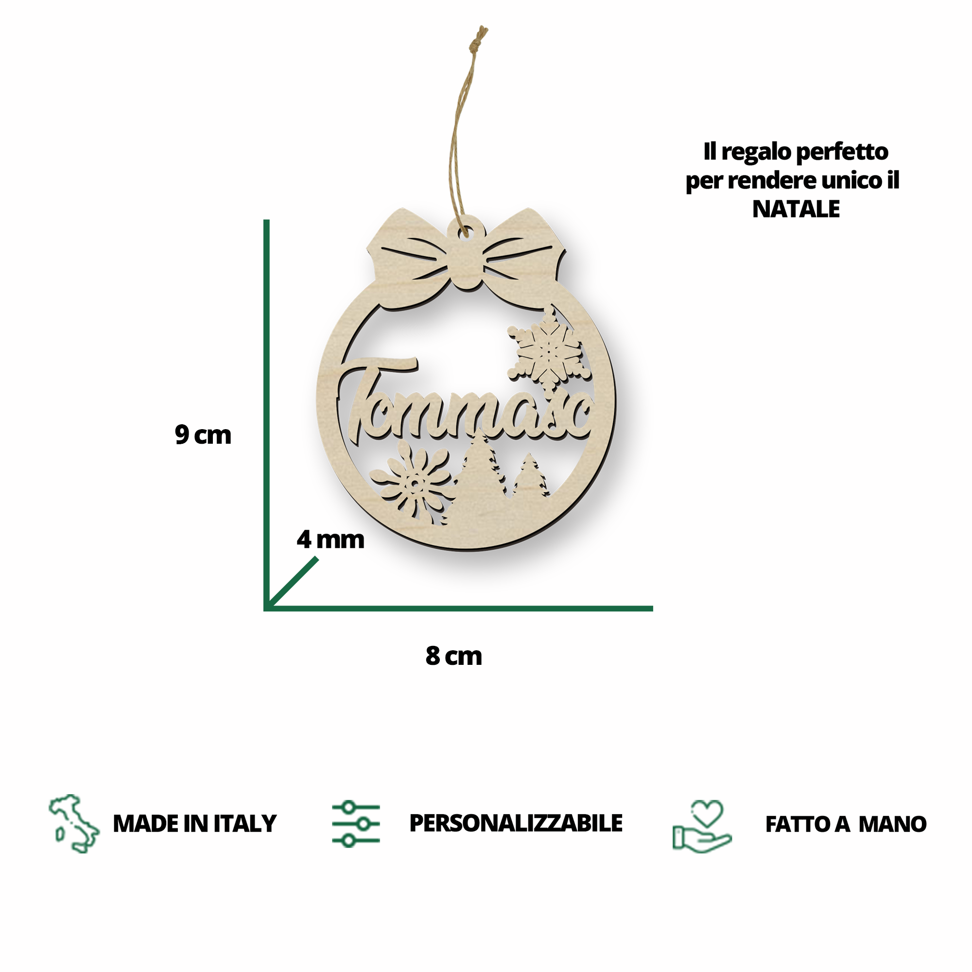 Decorazione di natale personalizzabile in legno decora il tuo albero in maniera unica Idea's Cottage