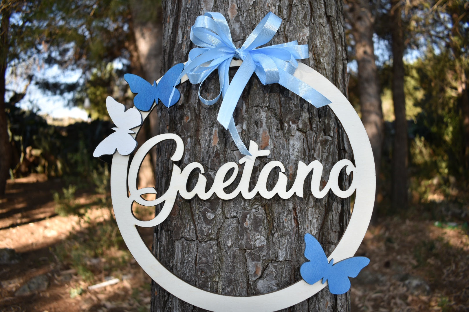 Fiocco Nascita con nome Personalizzato in legno Idea's Cottage