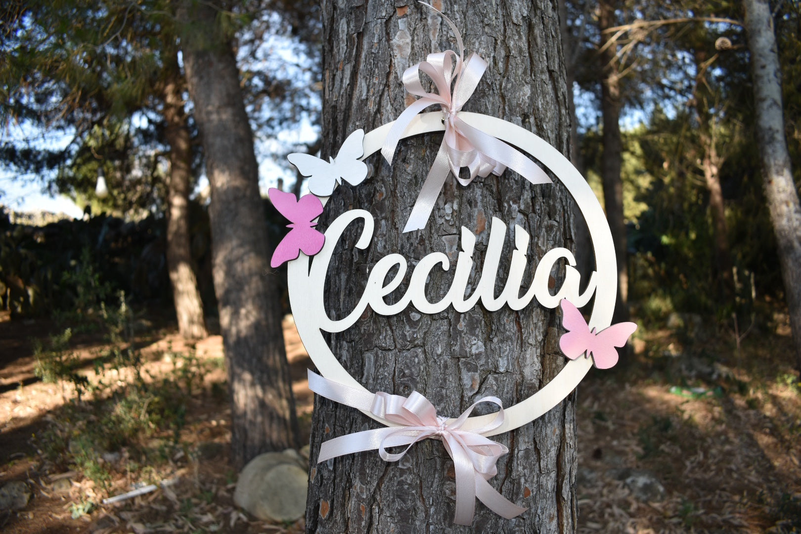 Fiocco Nascita con nome Personalizzato in legno Idea's Cottage