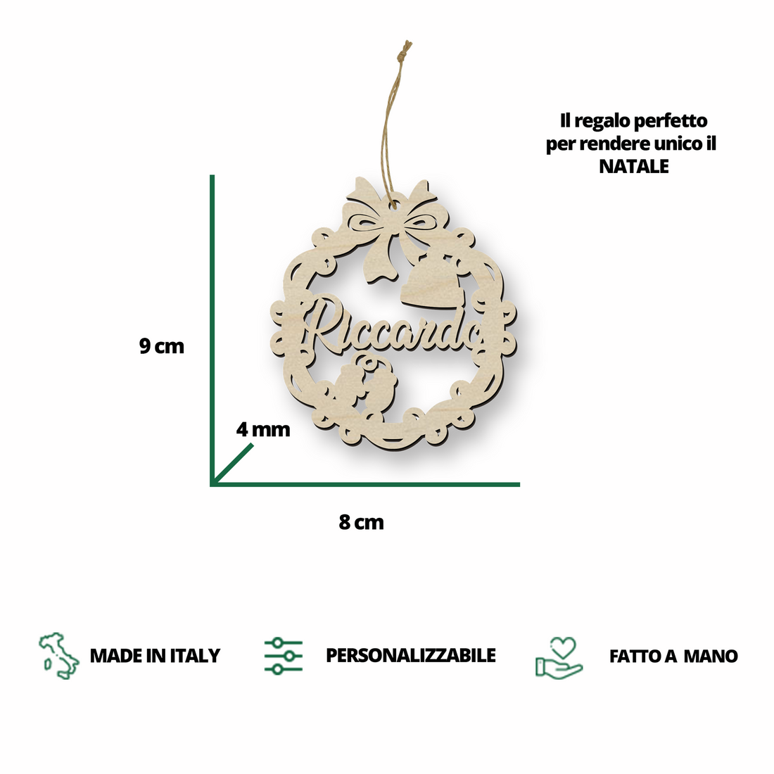 Fiocco di neve in legno di natale personalizzabile ideale per addobbi natalizzi Idea's Cottage