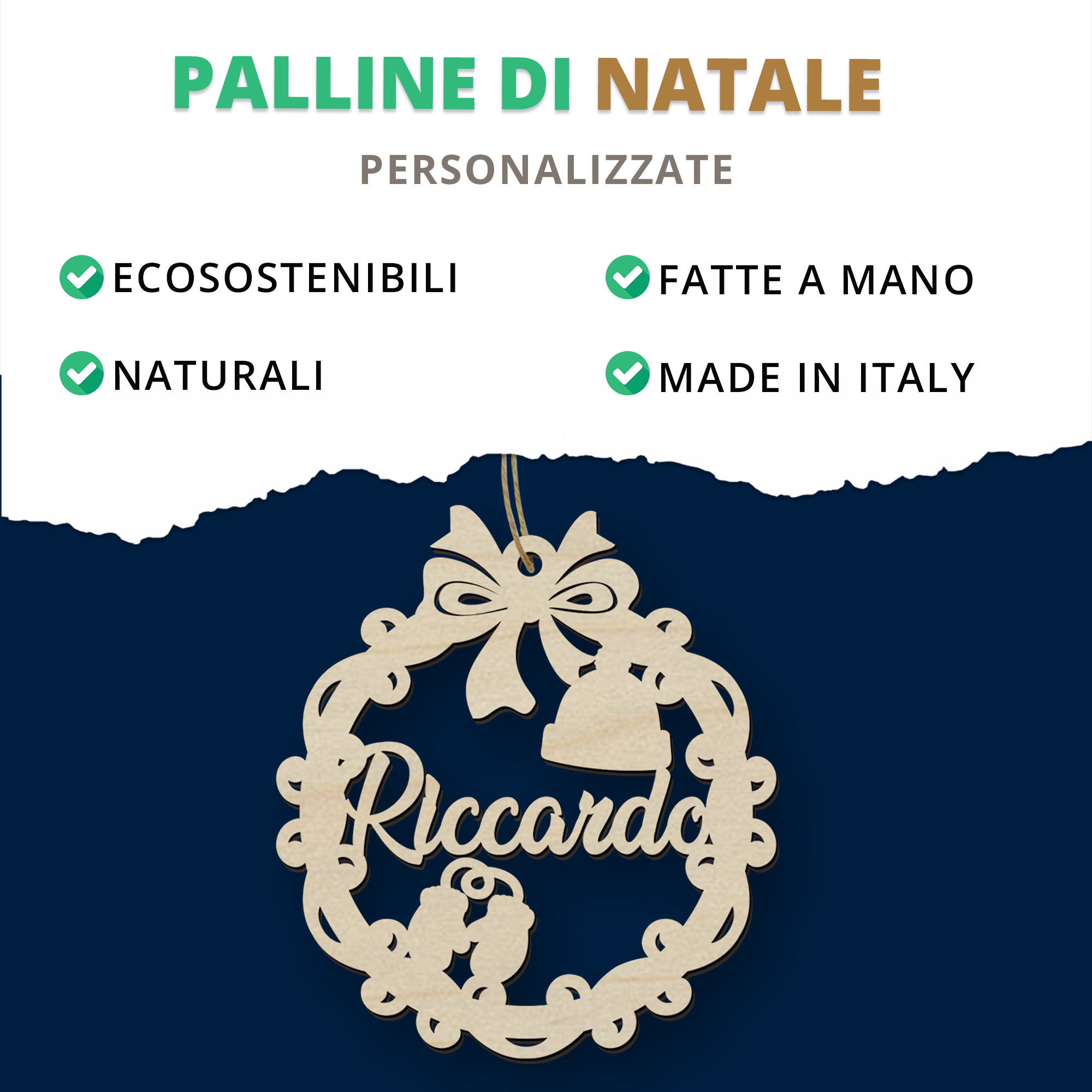 Fiocco di neve in legno di natale personalizzabile ideale per addobbi natalizzi Idea's Cottage