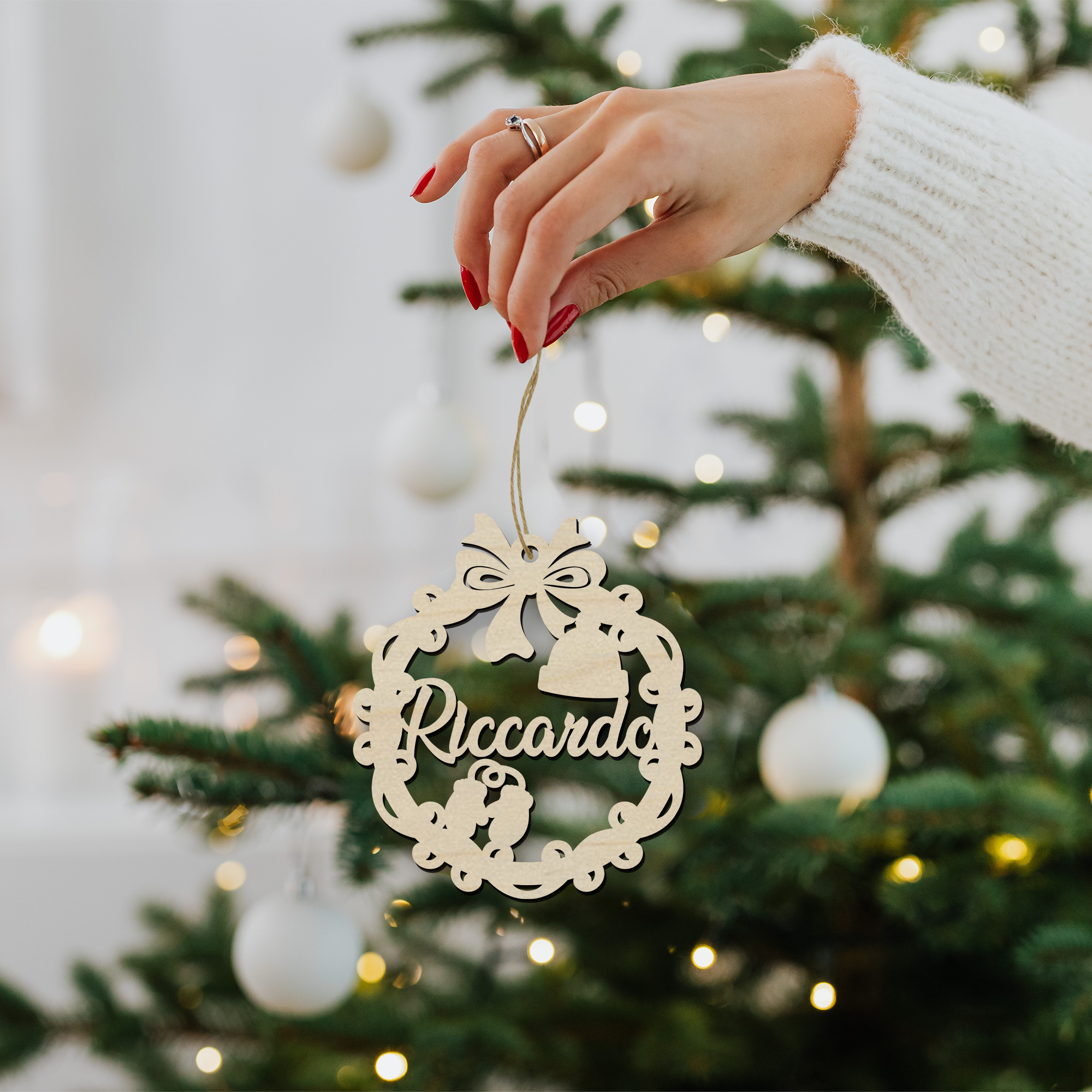 Fiocco di neve in legno di natale personalizzabile ideale per addobbi natalizzi Idea's Cottage