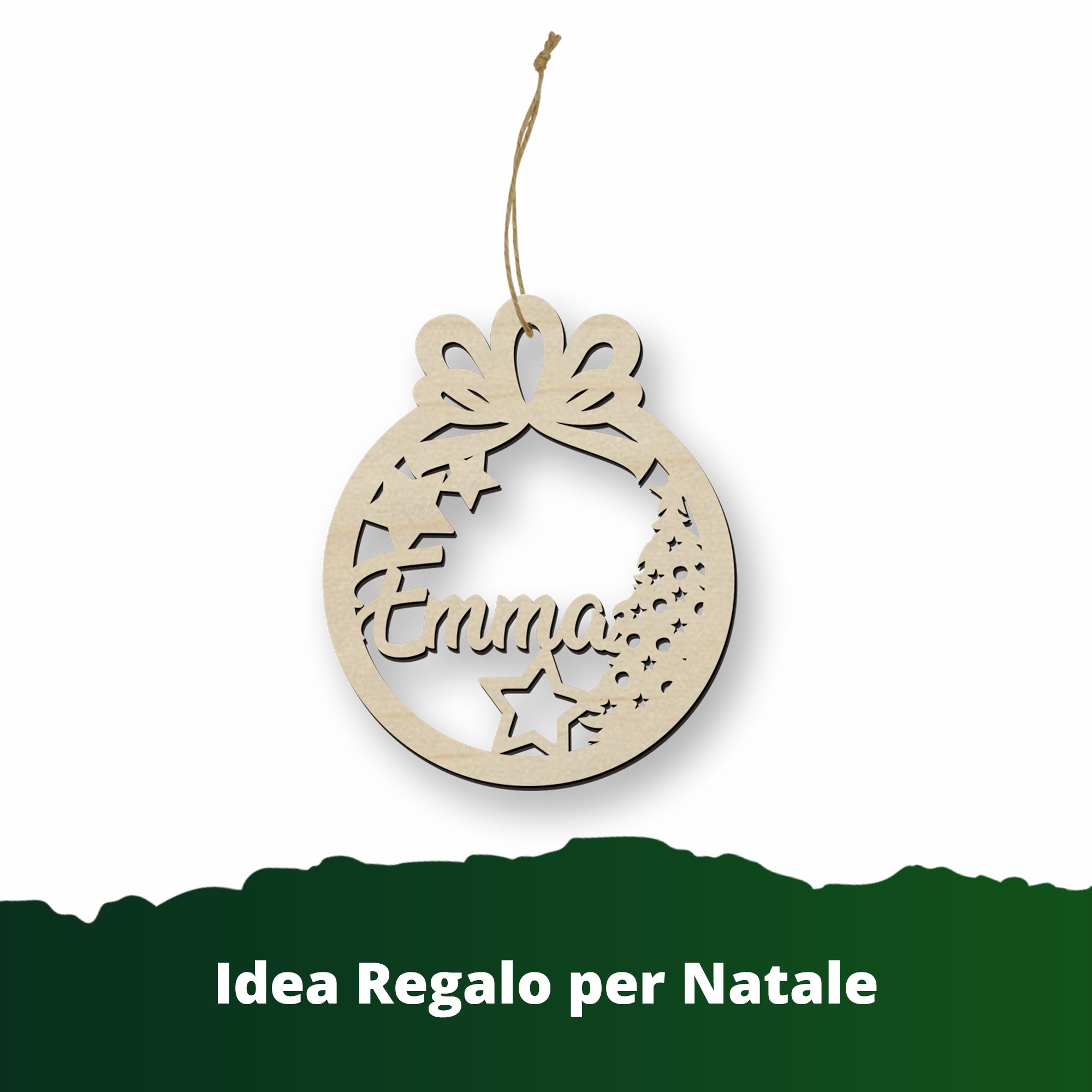 Pallina Natalizia in legno personalizzabile ideale per l'albero di Natale Idea's Cottage
