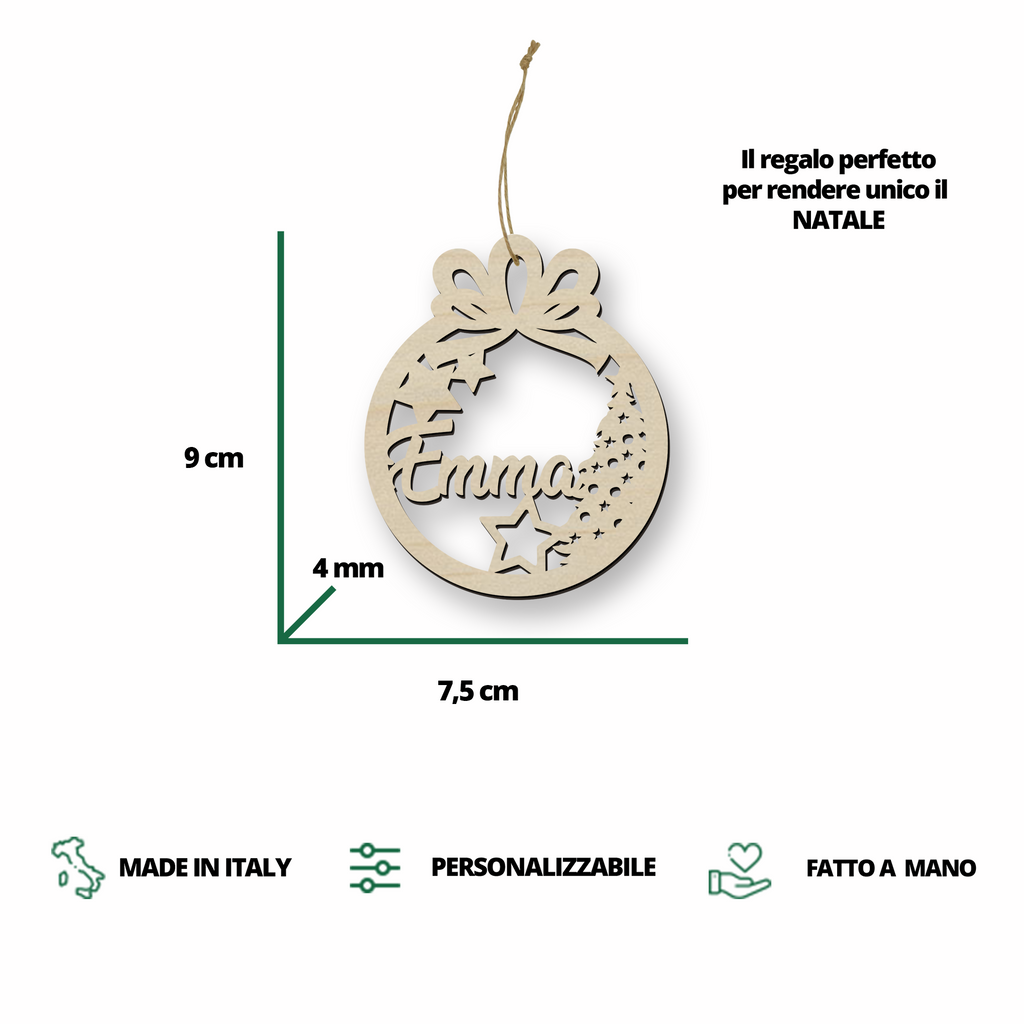Pallina Natalizia in legno personalizzabile ideale per l'albero di Natale Idea's Cottage