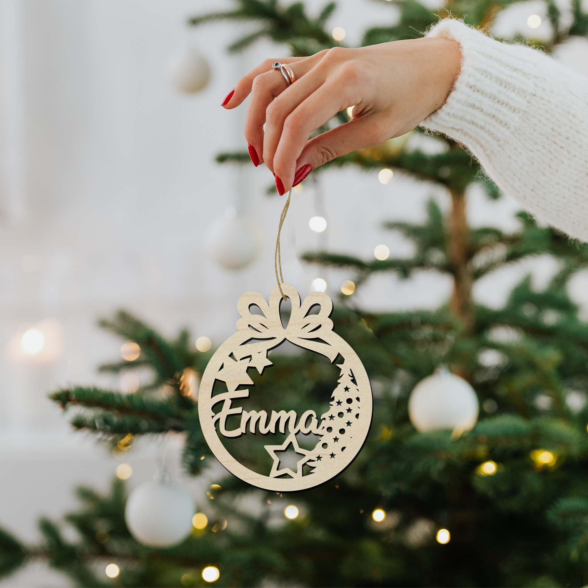 Pallina Natalizia in legno personalizzabile ideale per l'albero di Natale Idea's Cottage