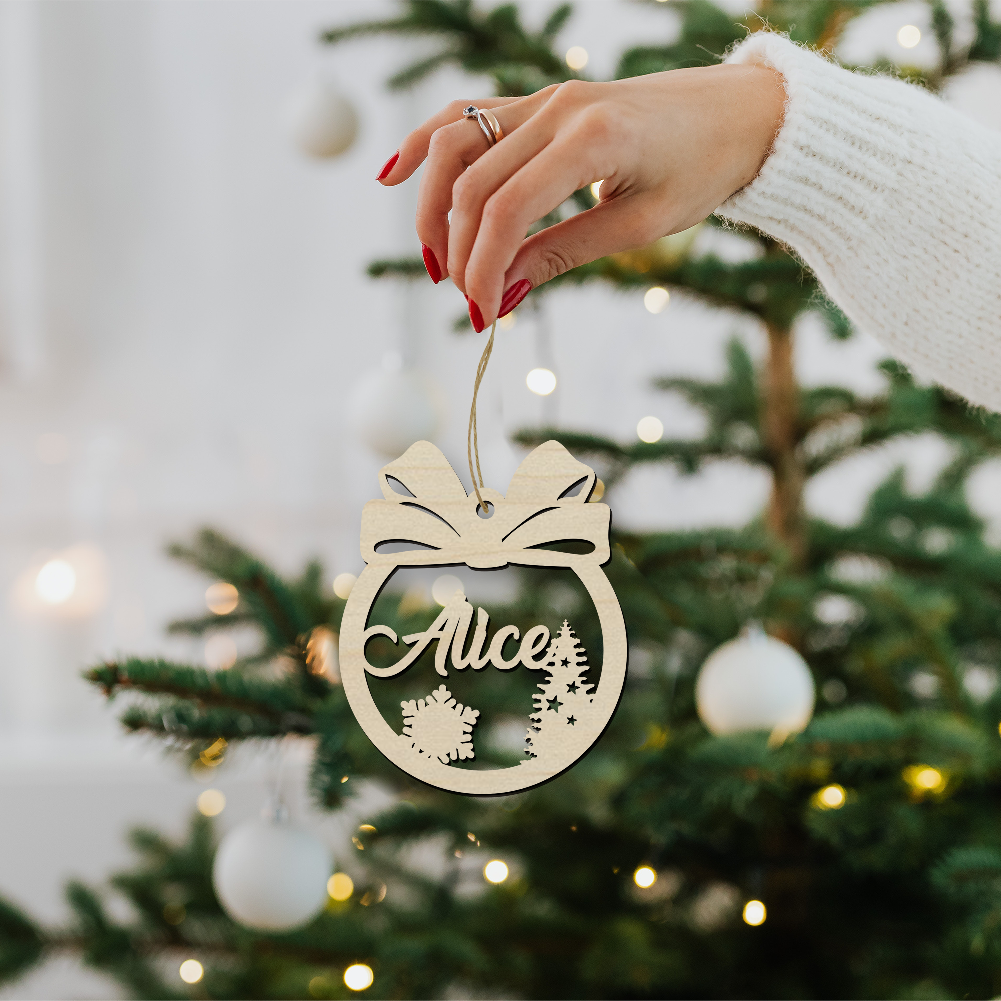 Pallina Natalizia in legno personalizzabile ideale per tutte le decorazioni del Natale Idea's Cottage