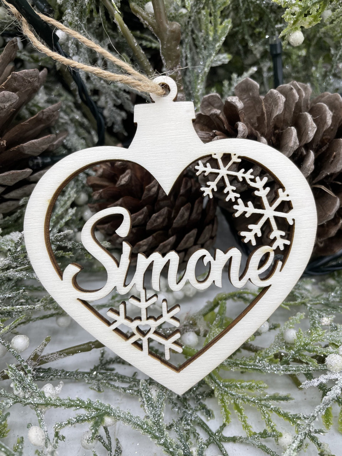 Pallina cuore con nome e fiocchi Idea's Cottage