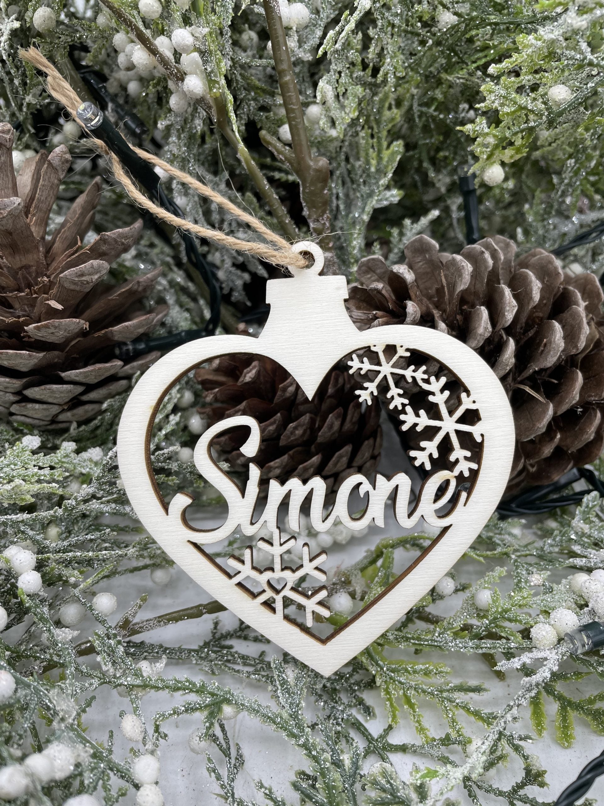 Pallina cuore con nome e fiocchi Idea's Cottage