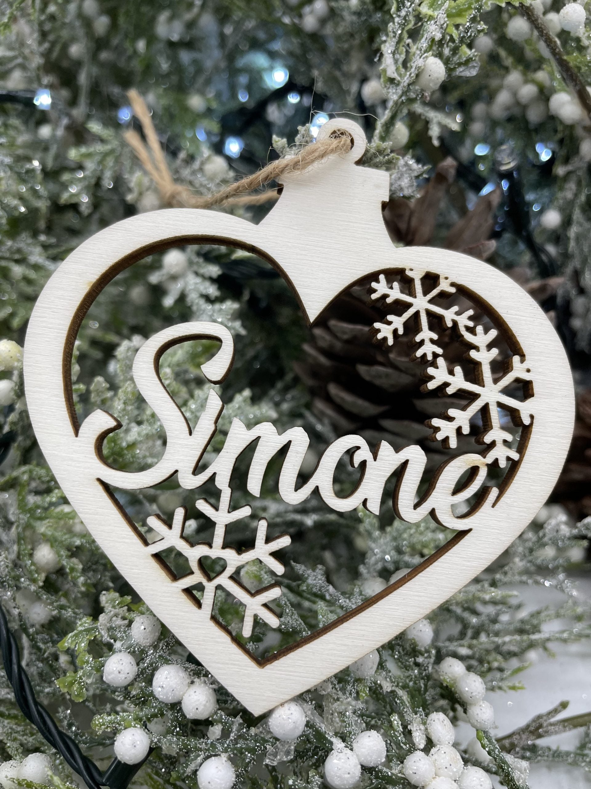 Pallina cuore con nome e fiocchi Idea's Cottage