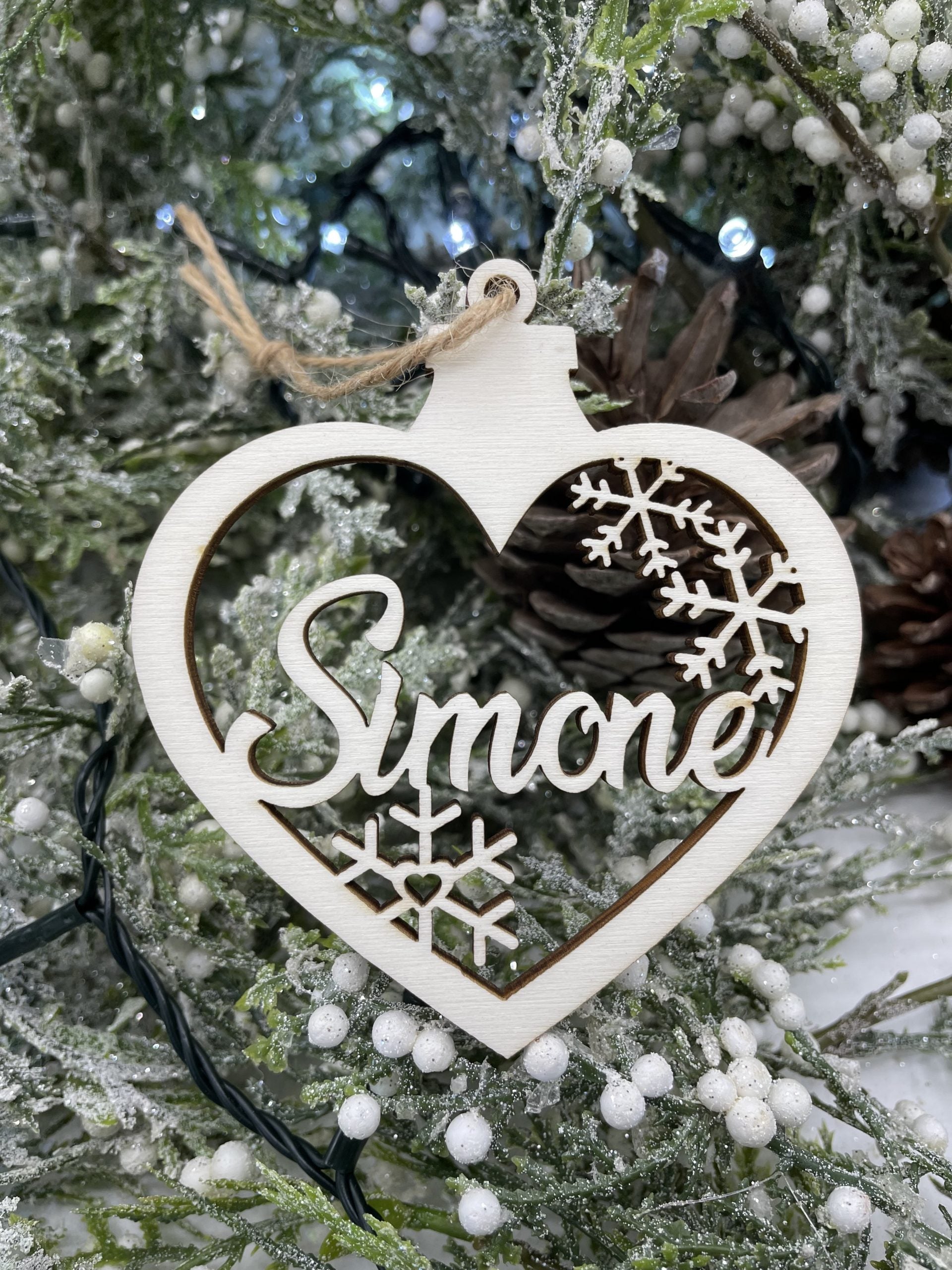 Pallina cuore con nome e fiocchi Idea's Cottage