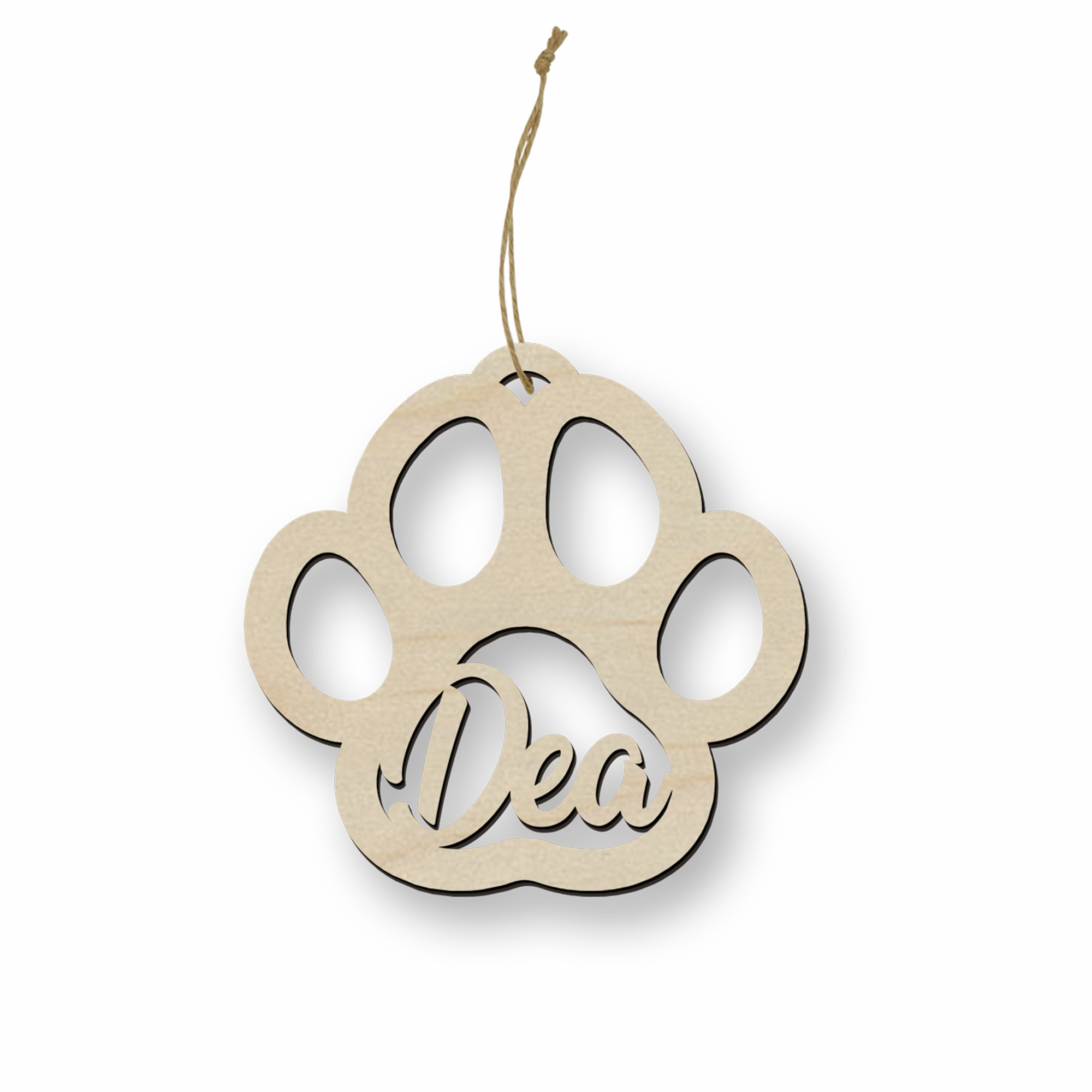 Pallina di Natale in legno a forma di zampa personalizzabile con un nome per i nostri amici animali Idea's Cottage