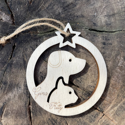 Pallina di Natale in legno personalizzabile con un nome per i nostri amici a quattro zampe Idea's Cottage
