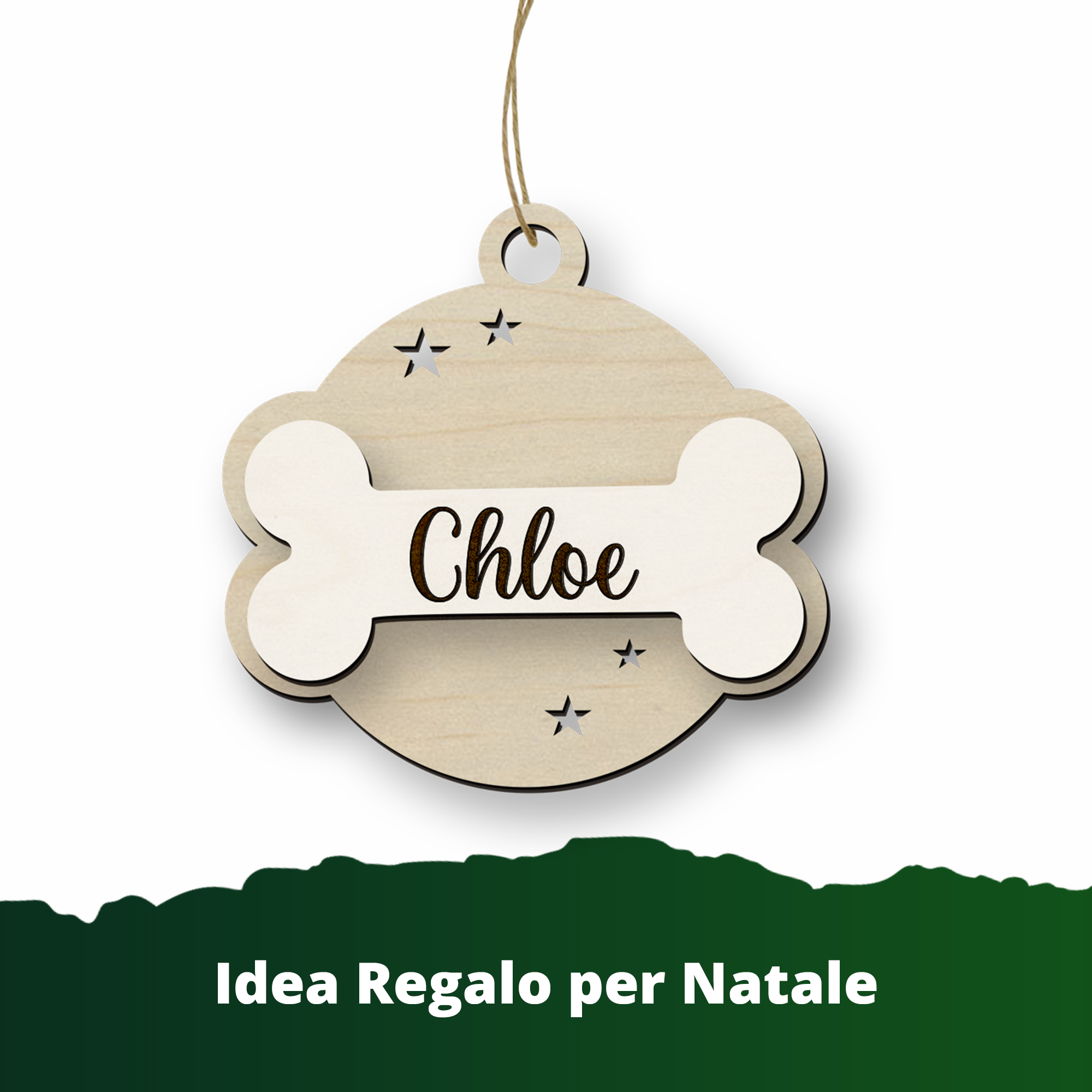 Pallina di Natale in legno personalizzabile con un nome per i nostri amici animali Idea's Cottage