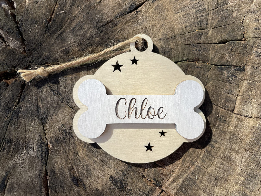 Pallina di Natale in legno personalizzabile con un nome per i nostri amici animali Idea's Cottage