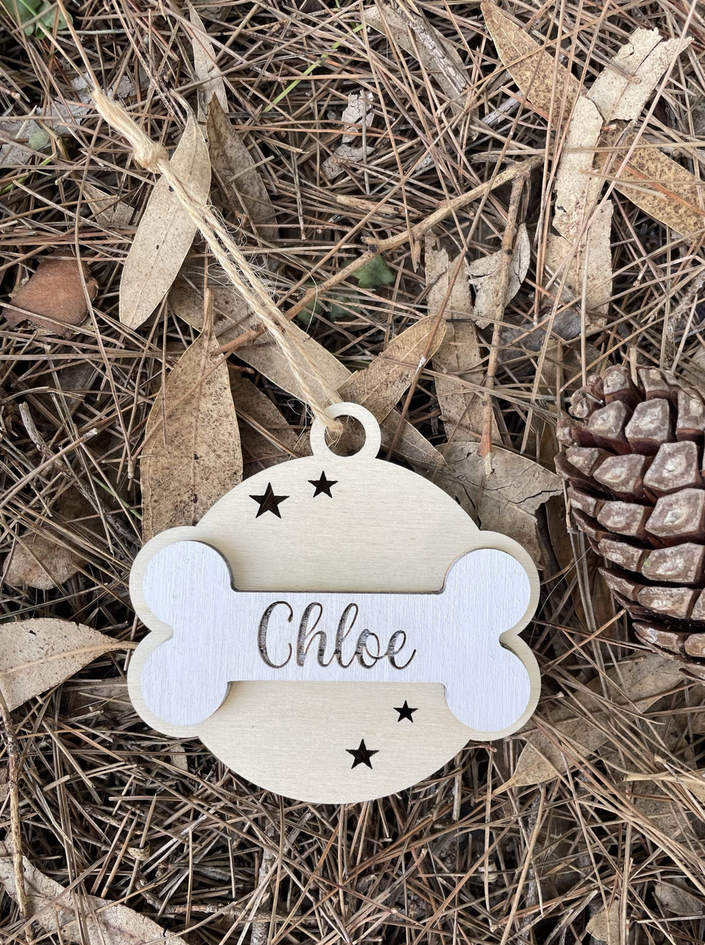 Pallina di Natale in legno personalizzabile con un nome per i nostri amici animali Idea's Cottage