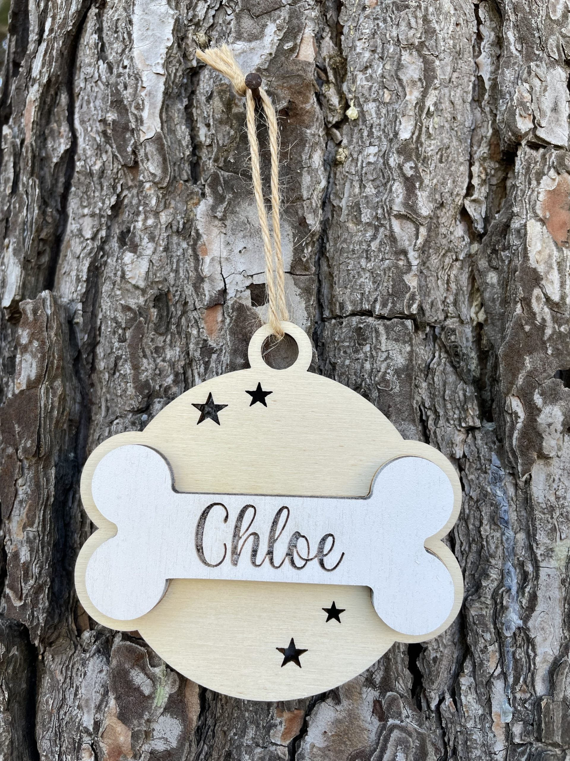 Pallina di Natale in legno personalizzabile con un nome per i nostri amici animali Idea's Cottage