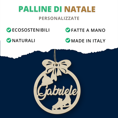 Decorazione originale in legno di natale personalizzabile con pattini da neve Idea's Cottage