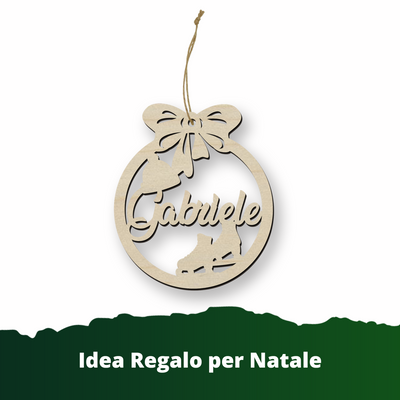 Decorazione originale in legno di natale personalizzabile con pattini da neve Idea's Cottage