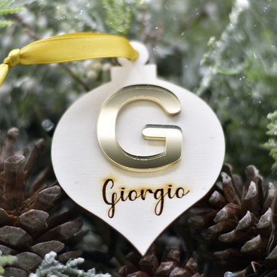 Pallina goccia con iniziale in plex specchio e nome per addobbi natalizi personalizzati regalo di NATALE Idea's Cottage