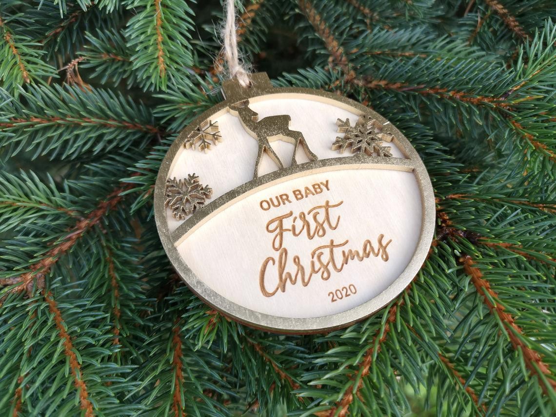 Pallina natalizia con cerbiatto per decorazioni personalizzate Tag regalo di NATALE con nome Idea's Cottage