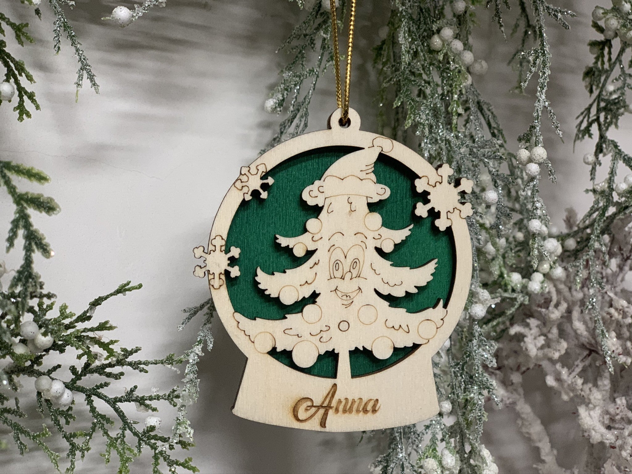 Pallina per decorazioni natalizie personalizzate Alberello di Natale con nome Idea's Cottage