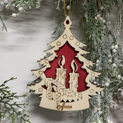Pallina per decorazioni natalizie personalizzate Albero di Natale e Candele Natalizie con nome Idea's Cottage