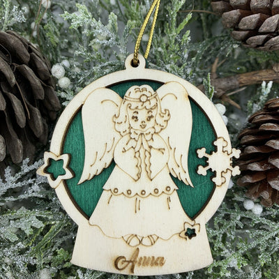 Pallina per decorazioni natalizie personalizzate Angelo di natale con nome Idea's Cottage