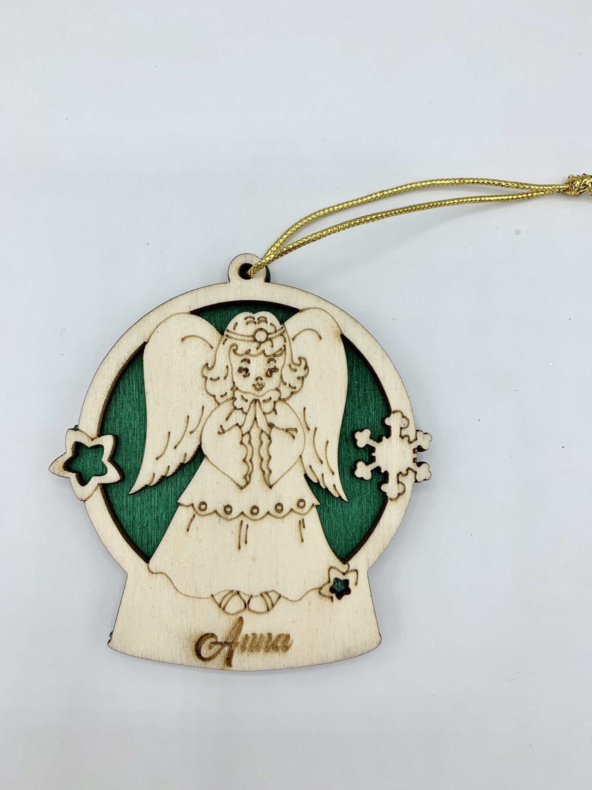 Pallina per decorazioni natalizie personalizzate Angelo di natale con nome Idea's Cottage