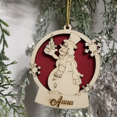 Pallina per decorazioni natalizie personalizzate Pupazzo di Neve con nome Idea's Cottage
