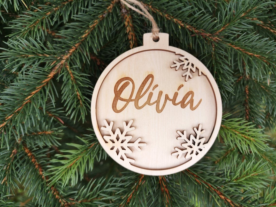 Pallina per decorazioni natalizie personalizzate Tag regalo di NATALE con nome Idea's Cottage