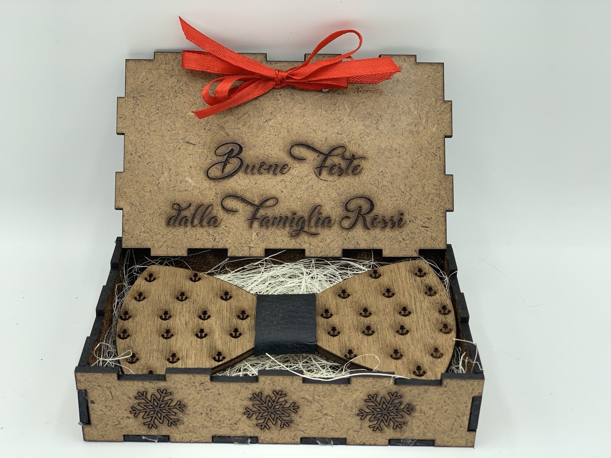Papillon in legno Ancore con scatola regalo personalizzata Idea's Cottage