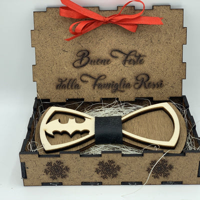 Papillon in legno Batman con scatola regalo personalizzata Idea's Cottage