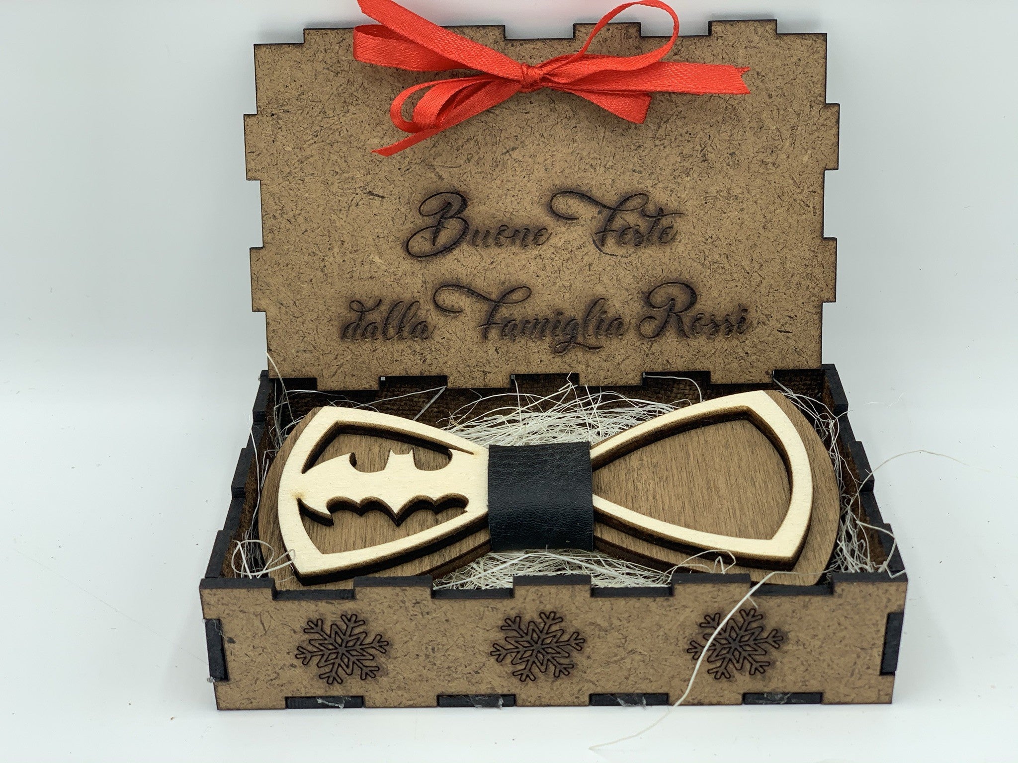 Papillon in legno Batman con scatola regalo personalizzata Idea's Cottage