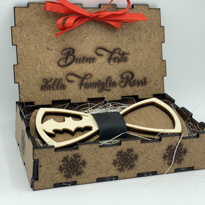 Papillon in legno Batman con scatola regalo personalizzata Idea's Cottage
