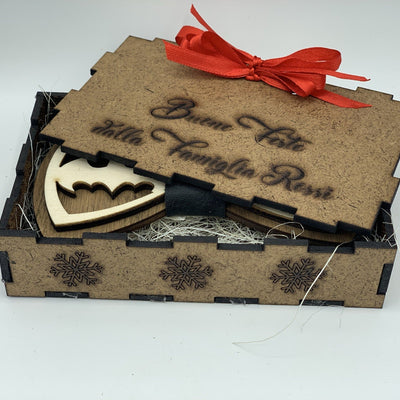Papillon in legno Batman con scatola regalo personalizzata Idea's Cottage