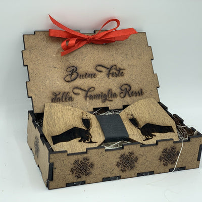 Papillon in legno Bollicine con scatola regalo personalizzata Idea's Cottage