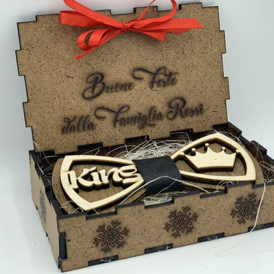 Papillon in legno King con scatola regalo personalizzata Idea's Cottage