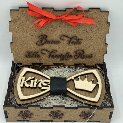 Papillon in legno King con scatola regalo personalizzata Idea's Cottage