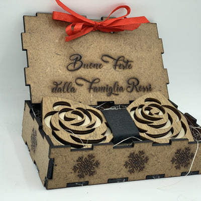 Papillon in legno Rose con scatola regalo personalizzata Idea's Cottage