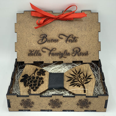Papillon in legno Terra d'Italia con scatola regalo personalizzata Idea's Cottage