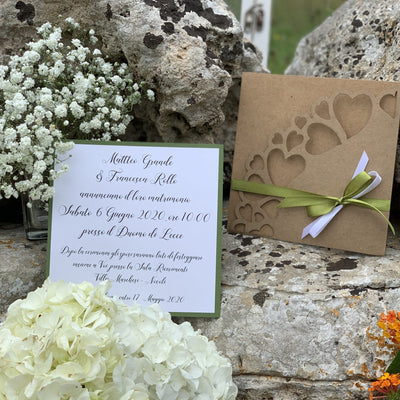 Partecipazione Kraft con ricamo a taglio laser 3