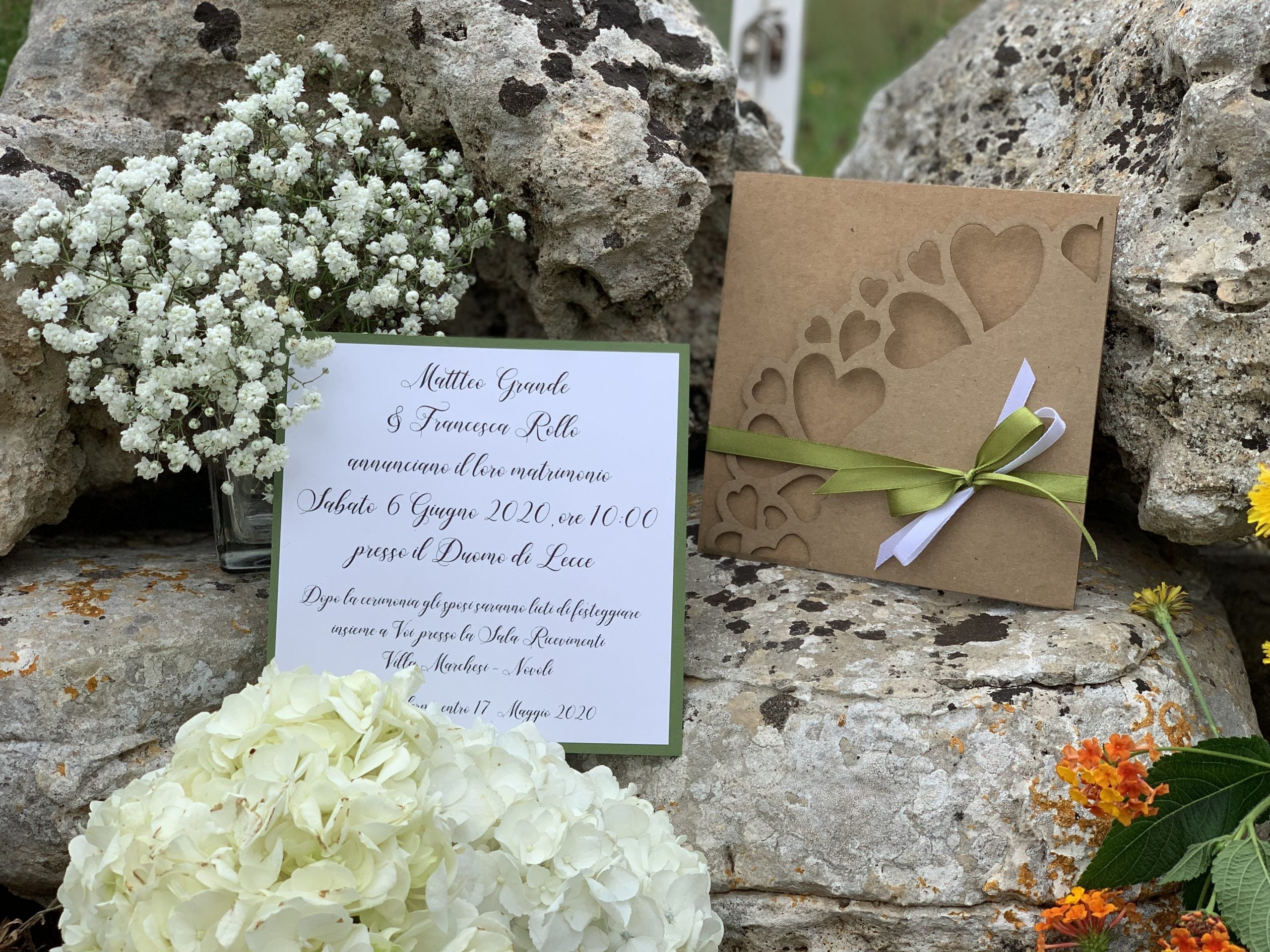 Partecipazione Kraft con ricamo a taglio laser 3