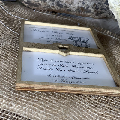 Partecipazione in legno Cornice Cuore 5