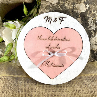 Partecipazione in legno Cuore 2
