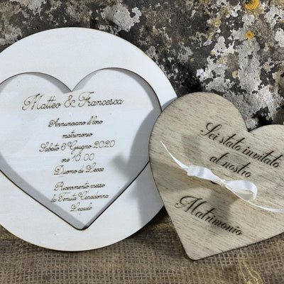 Partecipazione in legno Cuore 3