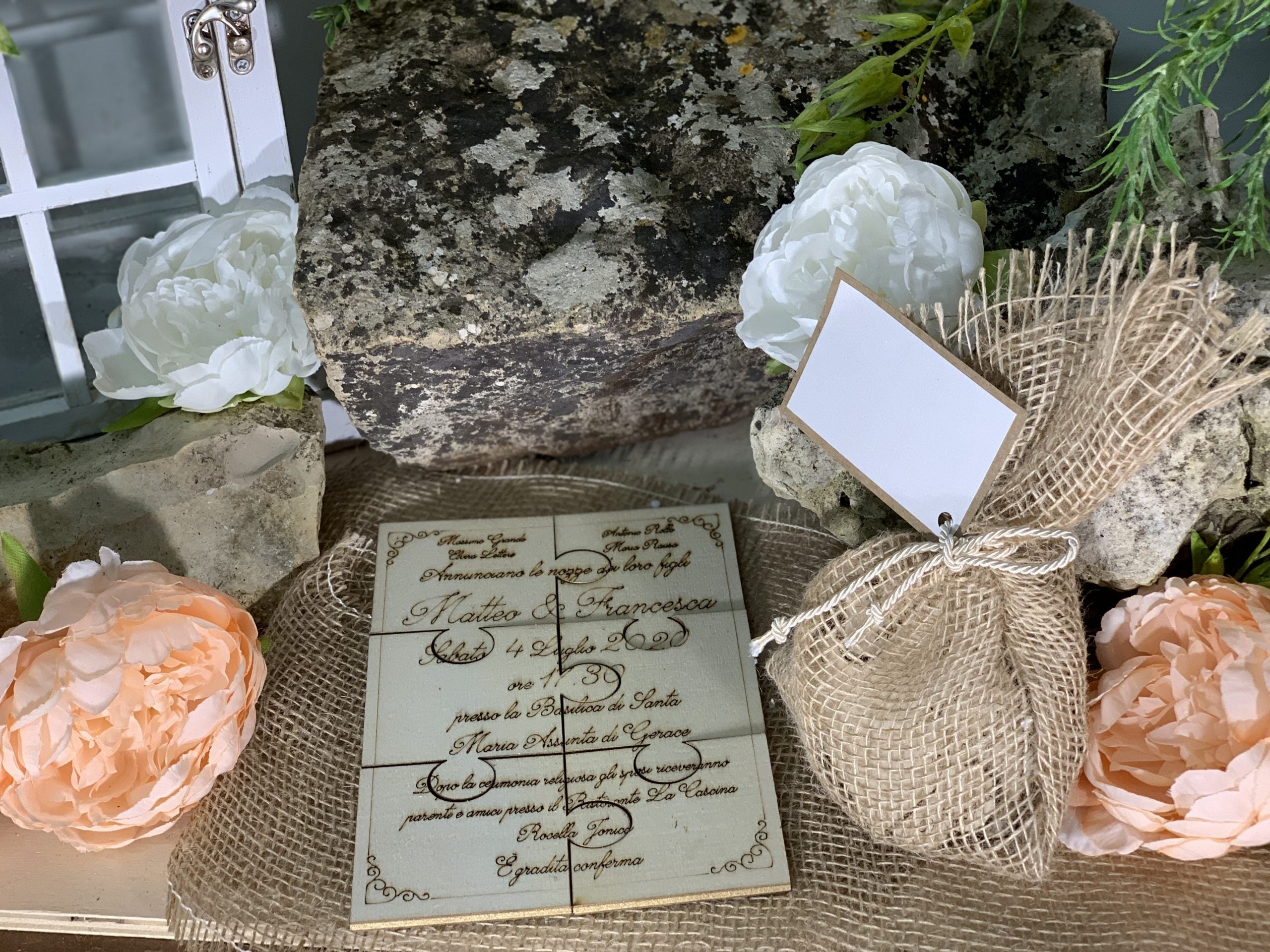 Partecipazione legno sei tessere puzzle 2