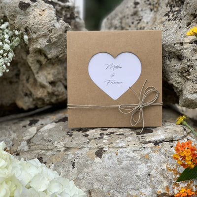 Partecipazione matrimonio cuore kraft