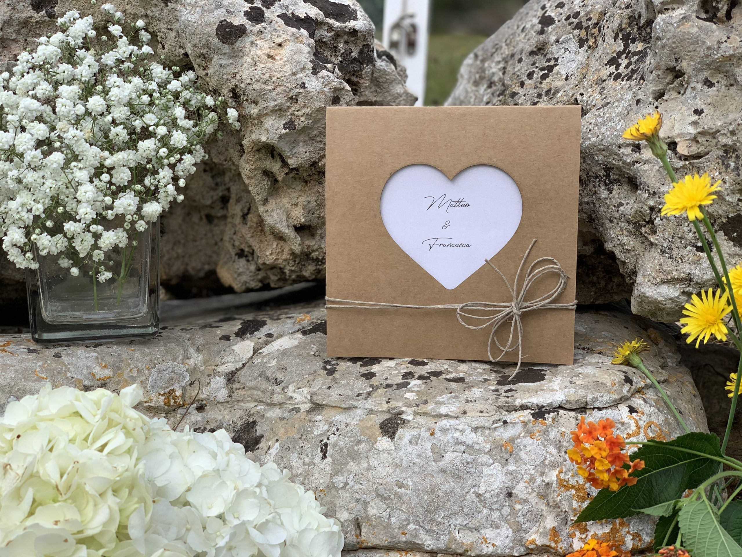 Partecipazione matrimonio cuore kraft 2